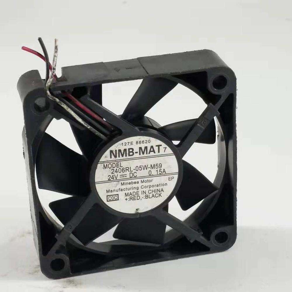 NMB 60x60x15mm 24V DC 0.18A 2406RL-05W-M59 13.7CFM 4200RPM 6015 6cm Wire Leads Inverter Small Axial Cooling Fan