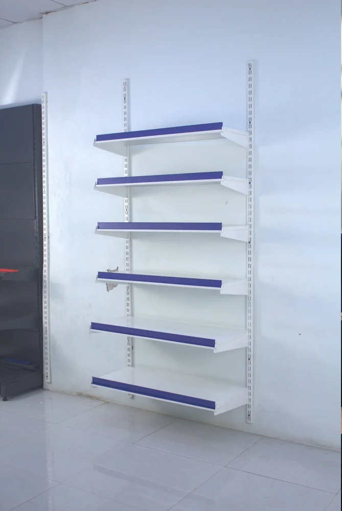 Wall Mounted Display Rack - Iron, 6x3x1 Feet, Ivory White | 5 Adjustable Shelves, 50 Kg Capacity, Space-Saving Design for Retail Environments