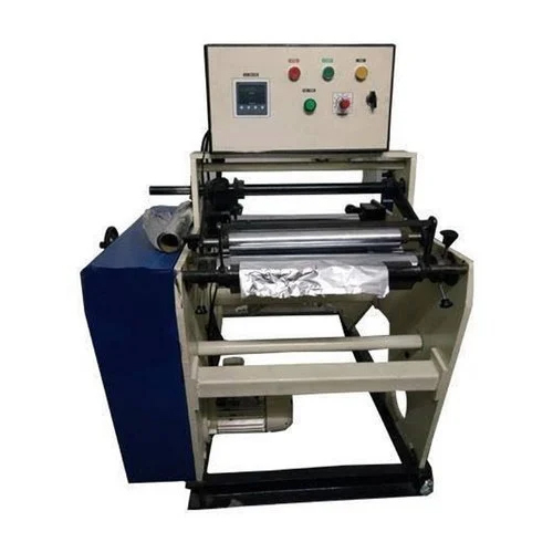 2 Hp Fully Automatic Aluminum Foil Rewinding Making Machine - Color: Silver & Blue