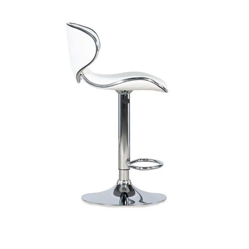 White Leather Bar Stool - Application: Restaurant & Cafe