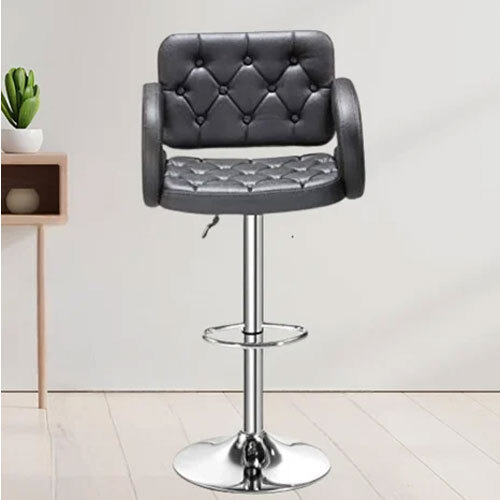 Black Leather Revolving Bar Stool Chair