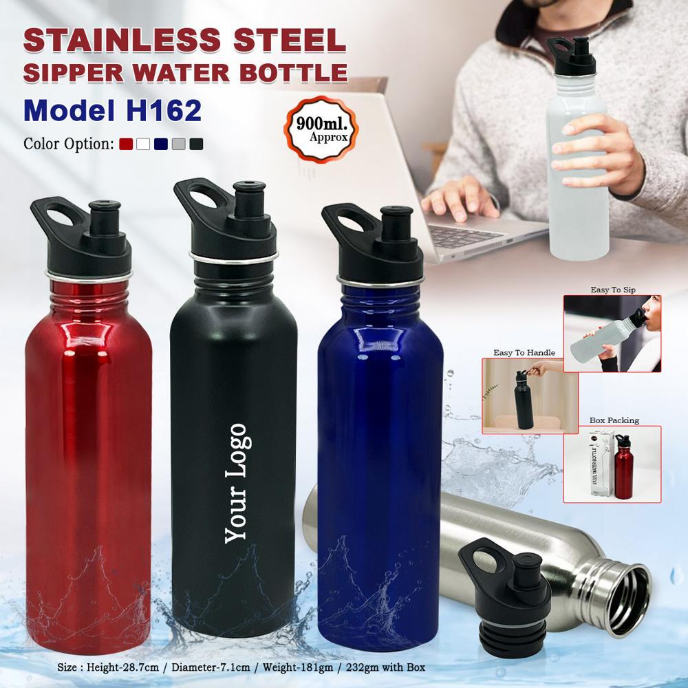 Stainless Steel Sipper Water Bottle 900 Ml - Color: Customisable