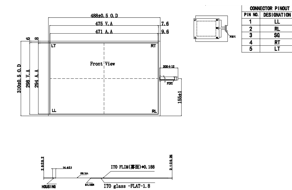 22 Inch 5 Wire Resistive Touch Screen Kit