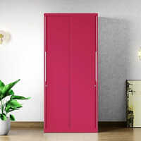 Sliding Door Steel Wardrobe - Color: Pink