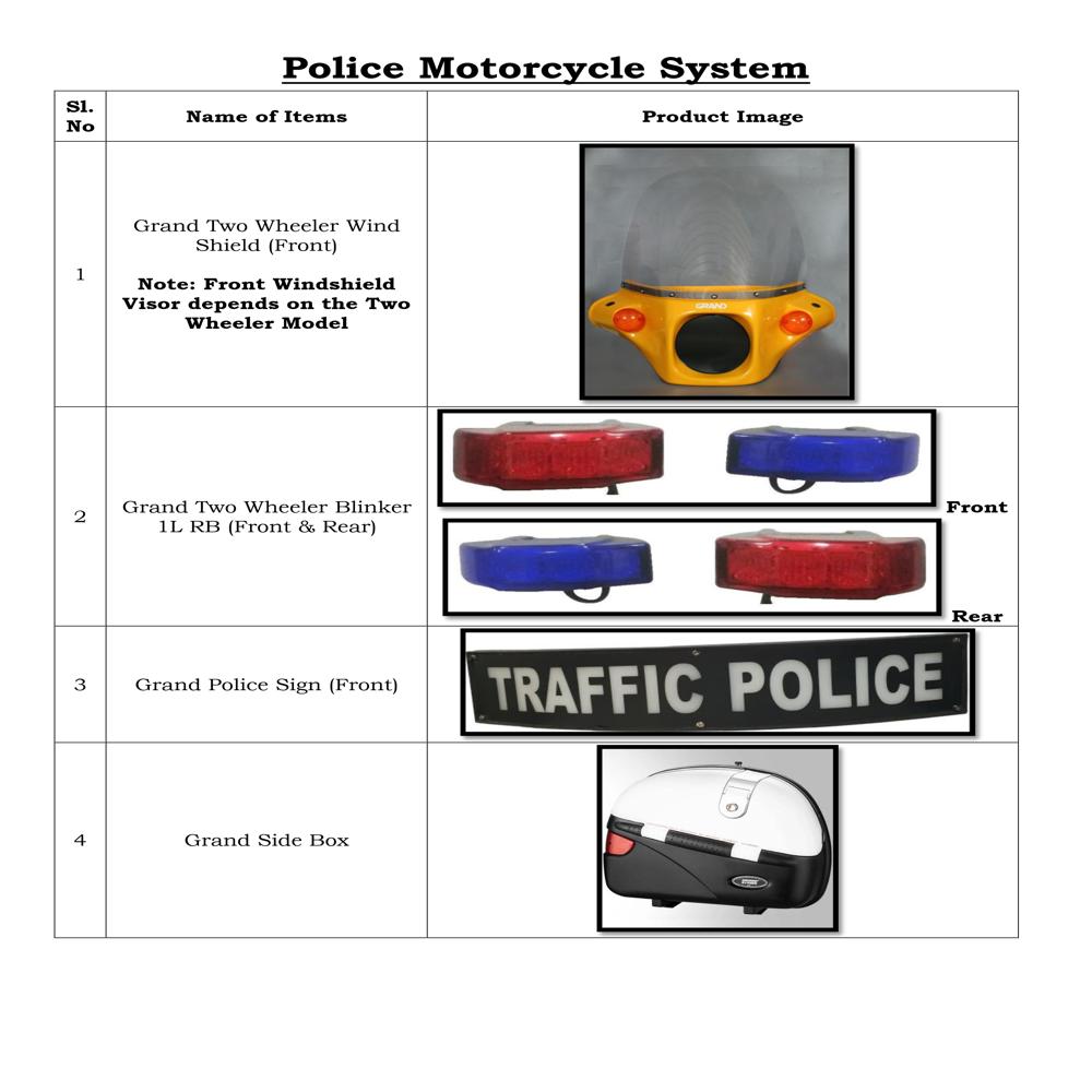 Grand Police Motorcycle System - Retrofitting Full Kit (Model 2)