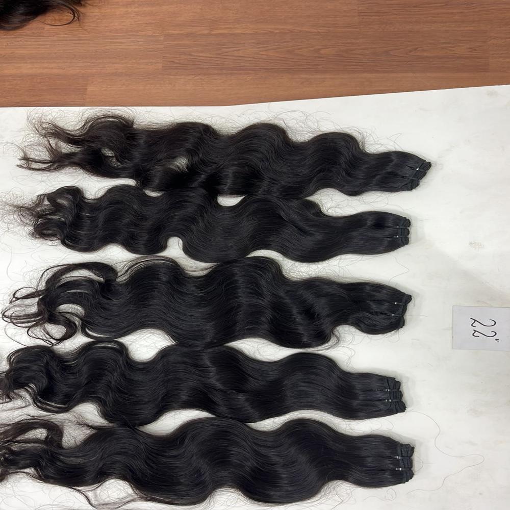 Wavy machine weft indian hair 