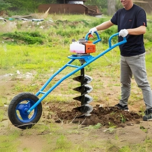 Trolley Type Earth Auger Engine-63cc - Color: Blue