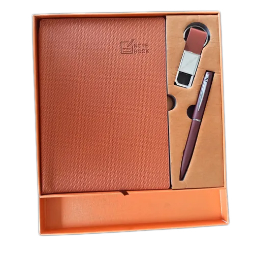 Corporate Gift Set - Customizable Size | Brown Color, Includes Pen, Diary, Keychain for Professional Gifting and Daily Use