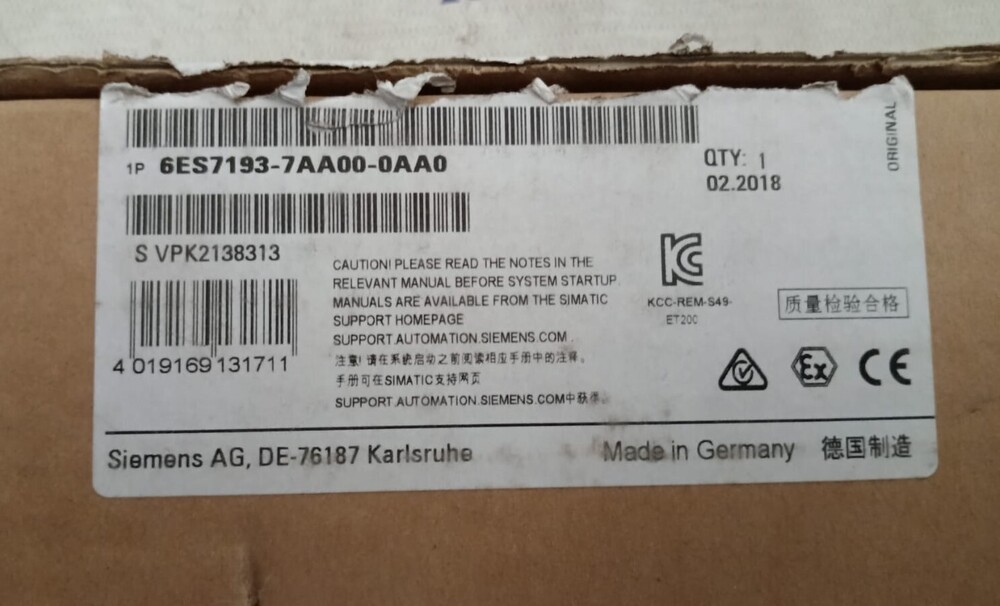 SIEMENS 6ES7193-7AA00-0AA0 (OPEN BOX)