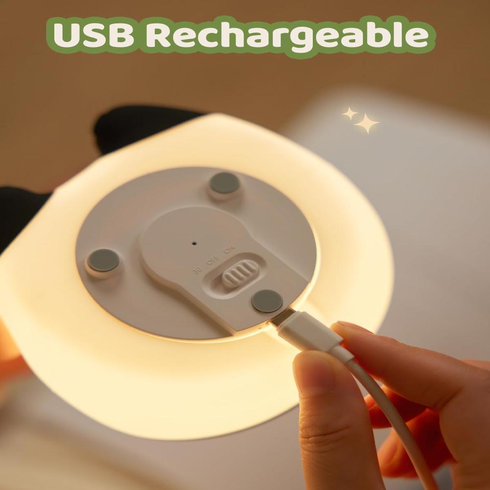 Panda Night Lamp - Soft Bpa-free Silicone, 10x10x15 Cm | Adorable Panda Shape, Touch Control, Multiple Brightness Levels, Rechargeable Battery