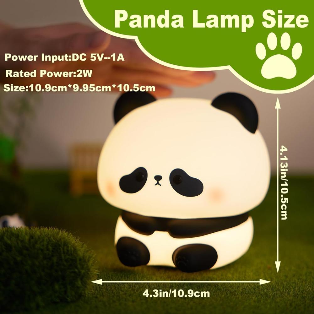Panda Night Lamp - Soft Bpa-free Silicone, 10x10x15 Cm | Adorable Panda Shape, Touch Control, Multiple Brightness Levels, Rechargeable Battery