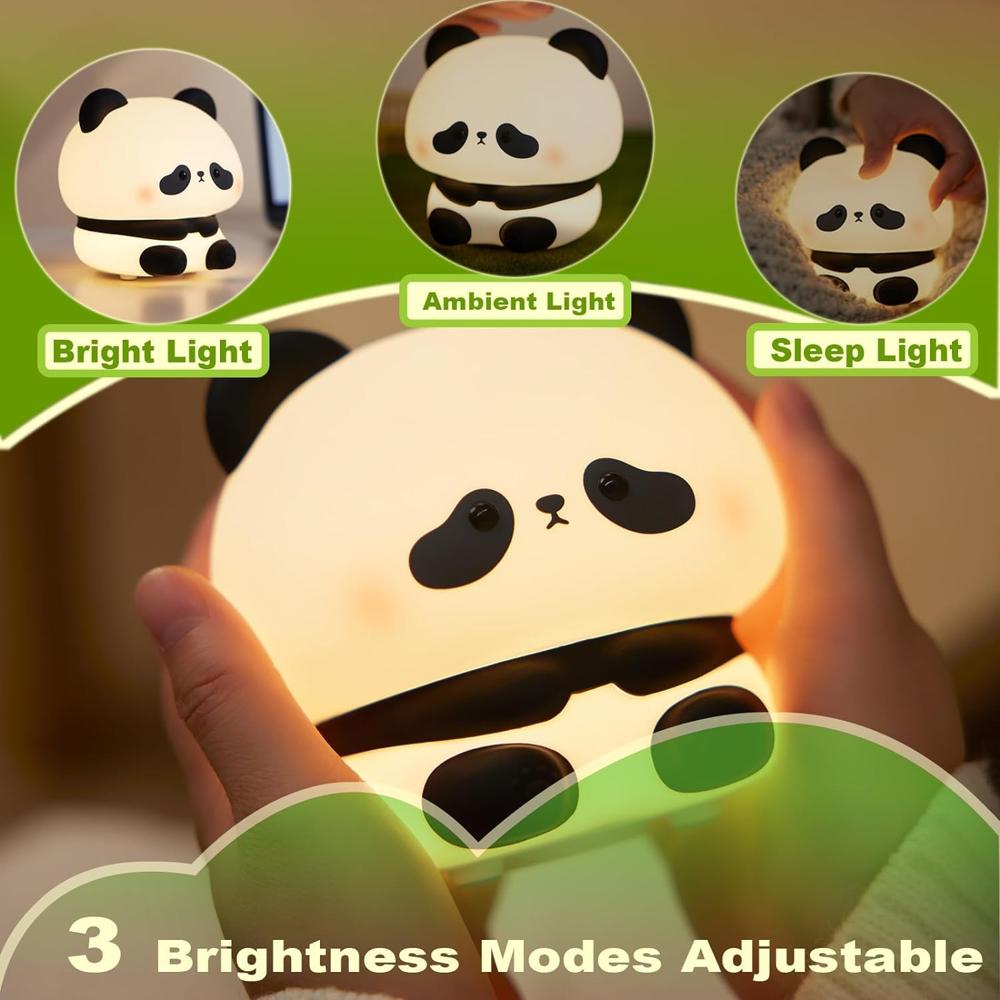 Panda Night Lamp - Soft Bpa-free Silicone, 10x10x15 Cm | Adorable Panda Shape, Touch Control, Multiple Brightness Levels, Rechargeable Battery