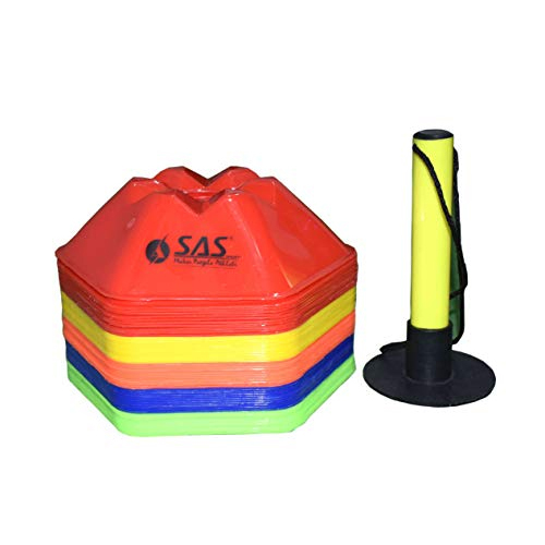 Sas स्पोर्ट्स एगिलिटी ट्रेनिंग हेक्सा सॉसर कोन (25 के सेट) फुटबॉल सॉकर फील्ड मार्किंग स्पीड समन्वय के लिए