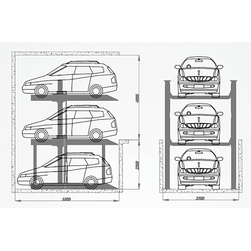 Hydraulic Pit Stack Parking System G+1-1 - Single Vehicle Weight: 800-1500 Kilograms (Kg)