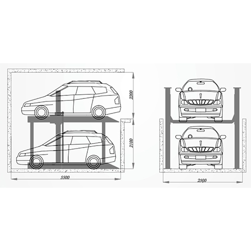 Hydraulic Pit Stack Parking System G-1 - Single Vehicle Weight: 800-1500 Kilograms (Kg)