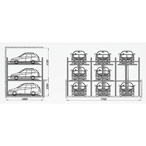 Hydraulic Puzzle Parking Systems G+1-1 - Single Vehicle Weight: 500-1000 Kilograms (Kg)