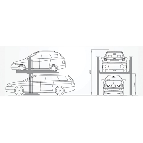 Hydraulic Stack Parking System G+1 - Single Vehicle Weight: 500-1000  Kilograms (Kg)