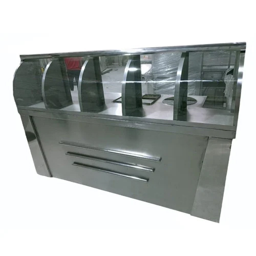 Stainless Steel Glass Sweet Display Counter - Color: Silver