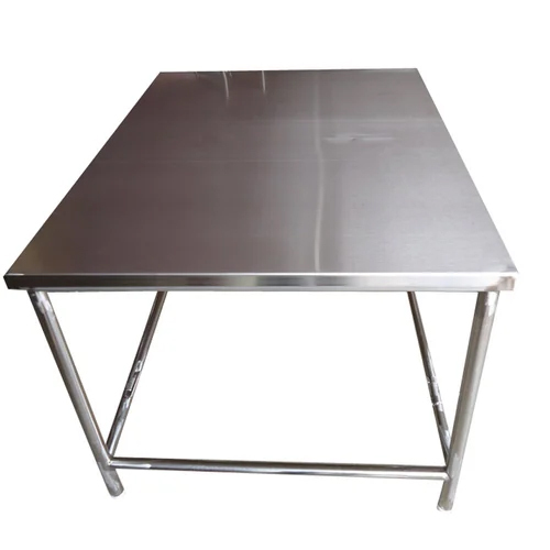 Stainless Steel Dining Table - 5x3 Feet | Polished Silver Finish, Elegant Plain Design, Durable for Hotel and Restaurant Use