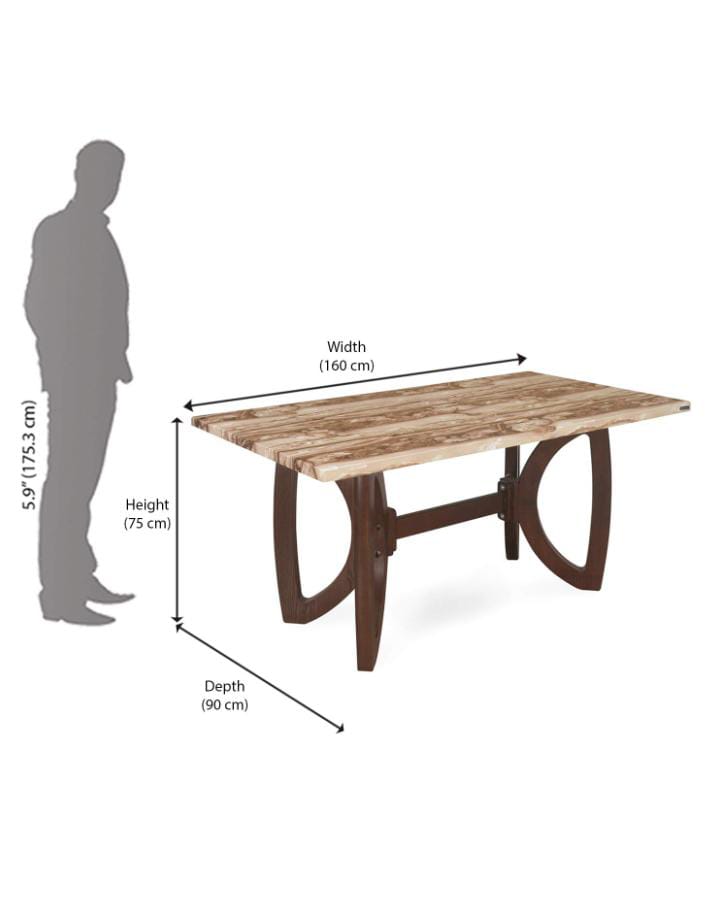 Nilkamal Veri (With Cucina Dining Chair) 6 Seater Dining Set - Wood Frame, 90d X 160w X 75h Cm, Brown Finish | Eco-friendly, Smooth Finish, Warranty Included