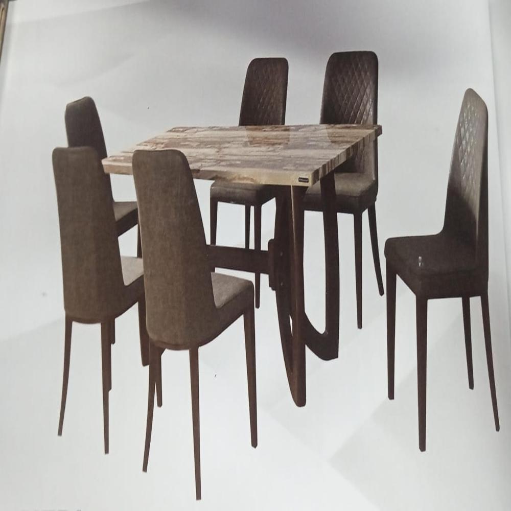 Nilkamal Veri (With Cucina Dining Chair) 6 Seater Dining Set - Wood Frame, 90d X 160w X 75h Cm, Brown Finish | Eco-friendly, Smooth Finish, Warranty Included