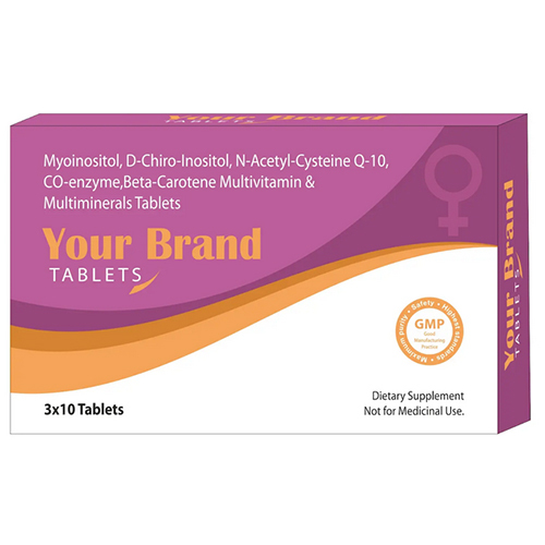 Myoinositol D-Chiro Inositol N-Acetyl Cysteine Q-10 Co enzyme Beta Carotene Multivitamin And Multiminerals Tablets
