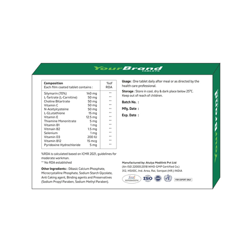 Silymarin L-tartrate Choline Bitartrate N-acetylcysteine L-glutathione And Multivitamin Tablets
