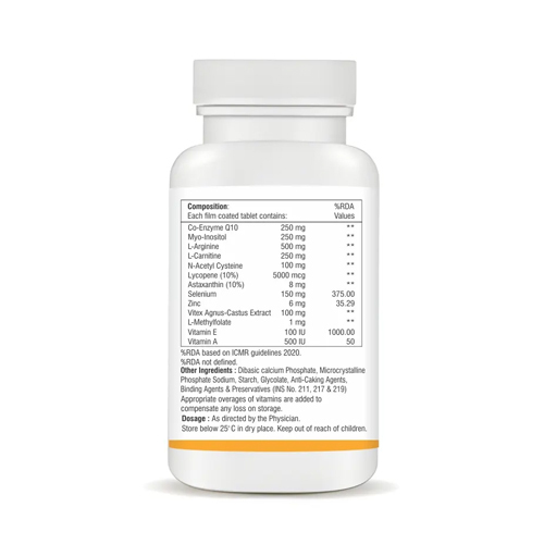 Co-Enzyme Q10,Myo Inositol,L-Arginine L-Carnitine N-Acetyl Cysteine Astaxanthin Vitamin A Tablets