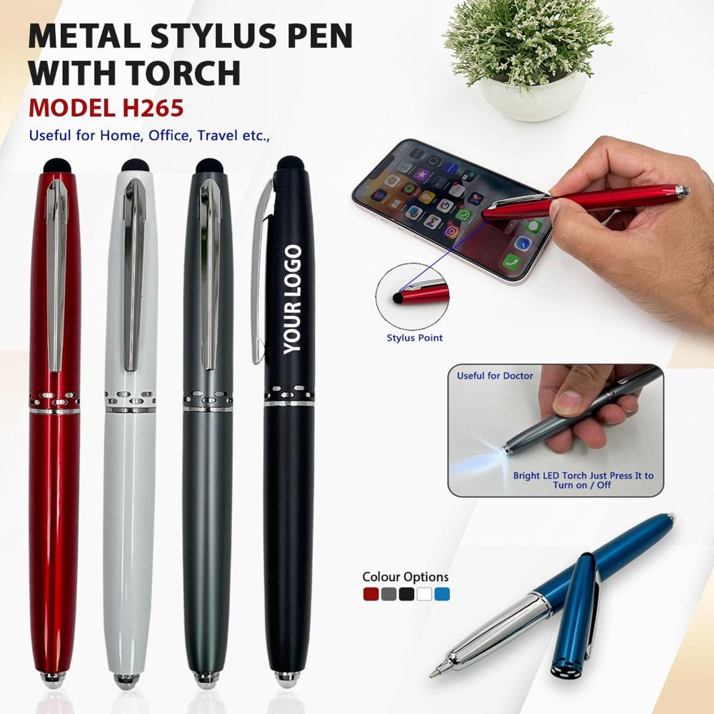 Stylus Torch Pen Metal Body With Custom Logo - Color: Red