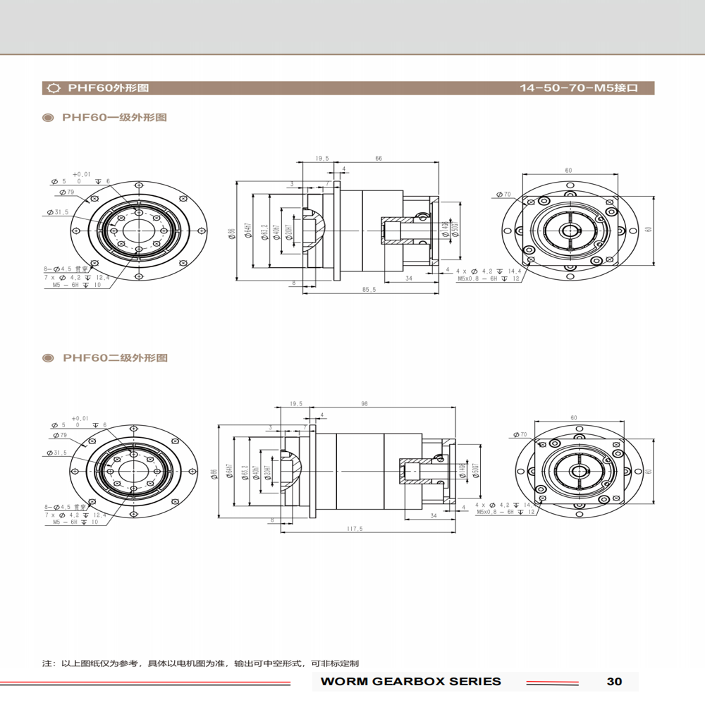 PHF60 Single Stage Helical Planetary Gearbox   4 to 1000 Ratio