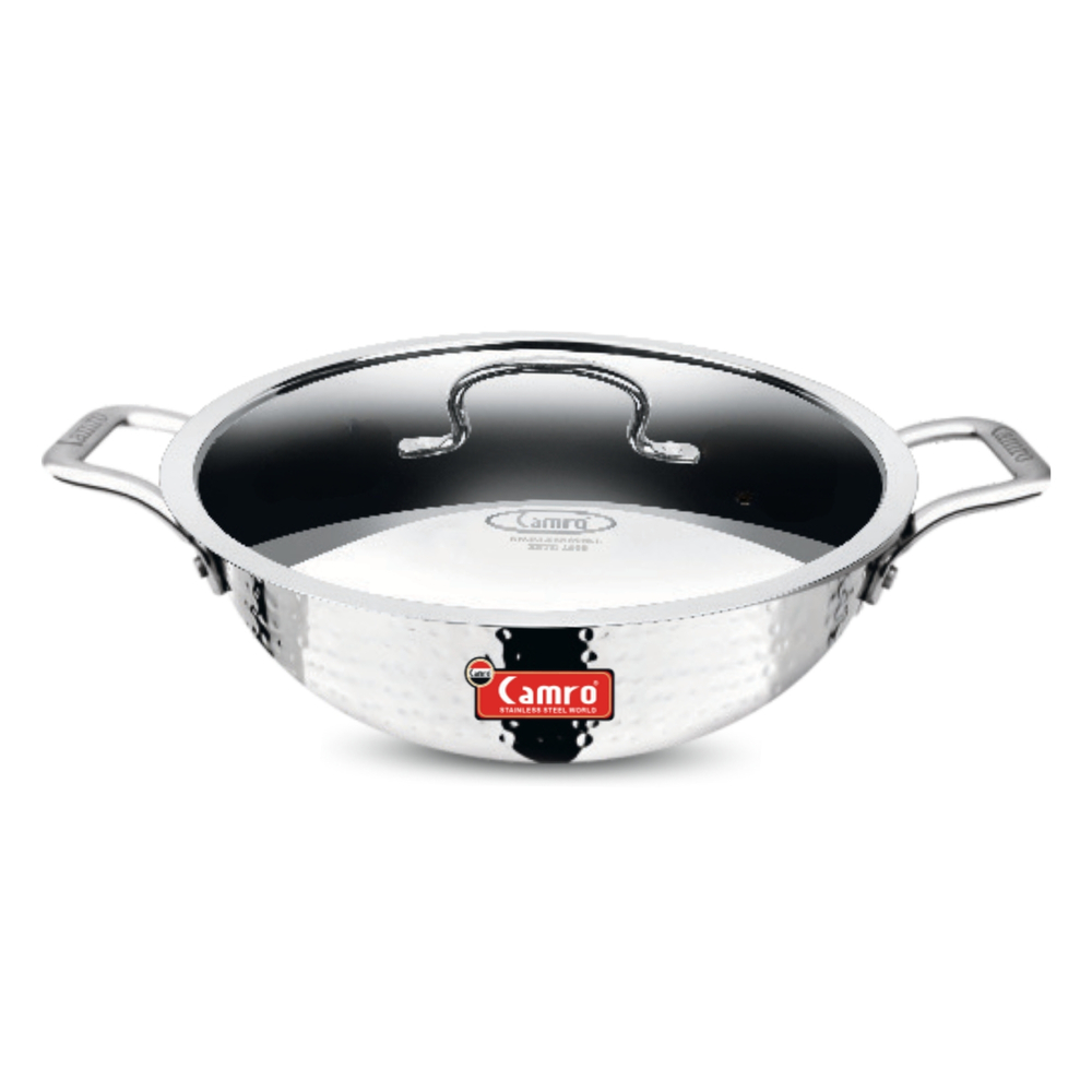 Triply Hammered Kadai with Steel Lid 18 cm