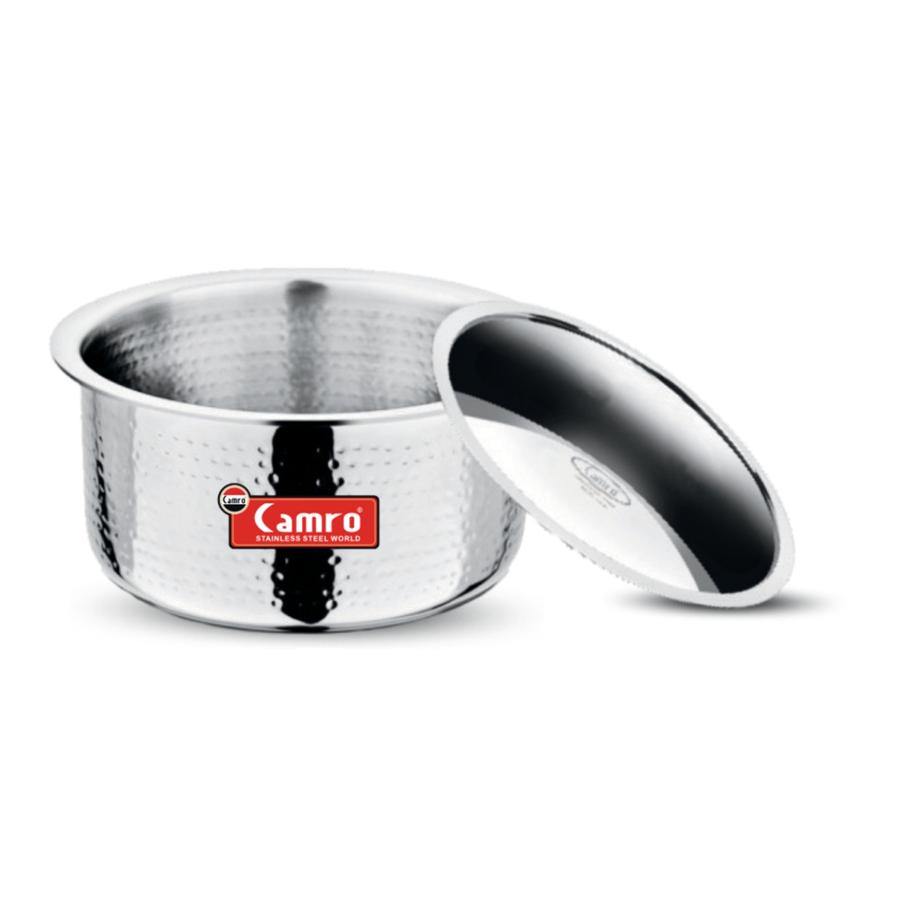 Triply Hammered Tope/Patila with Steel Lid Durable, Elegant & Triply Tough 18 cm