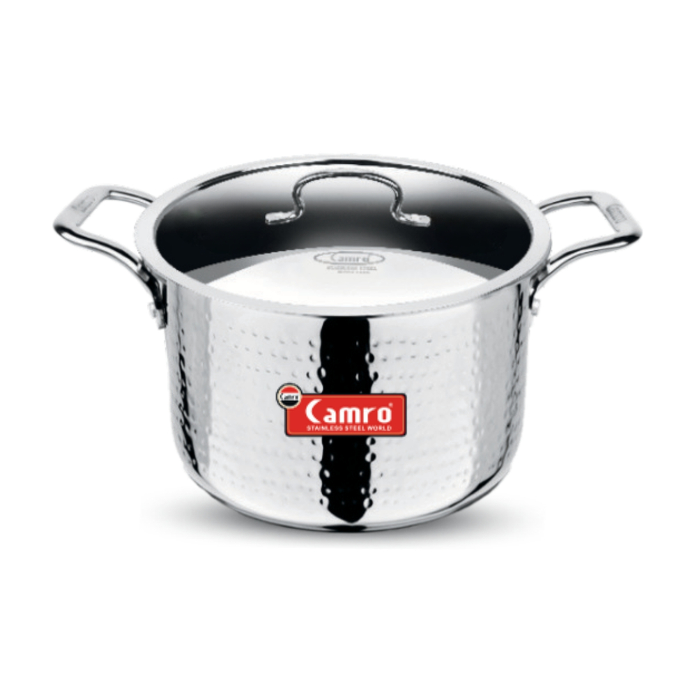 Triply Hammered Stew pot / Biryani Pot with Steel Lid 20 cm