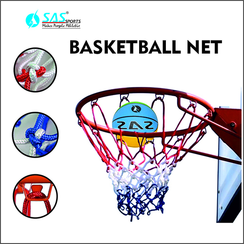 SAS SPORTS Basket Ball Net, Tri Color, 6mm Pair