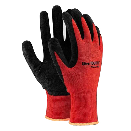 Cotton Rubber Palm Gloves - Color: Red