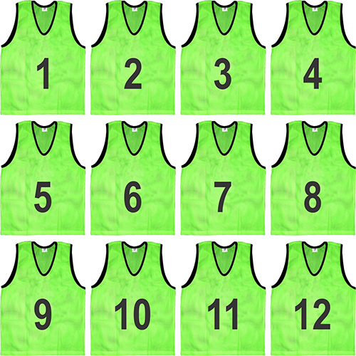 Football Training Number Bibs 1-12 Green