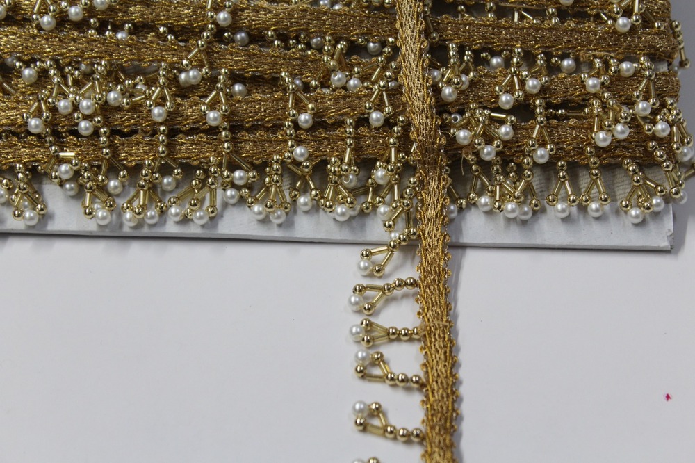Fancy Golden  Latkan Lace
