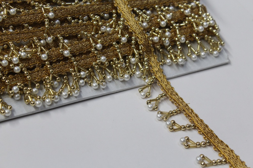 Fancy Golden  Latkan Lace