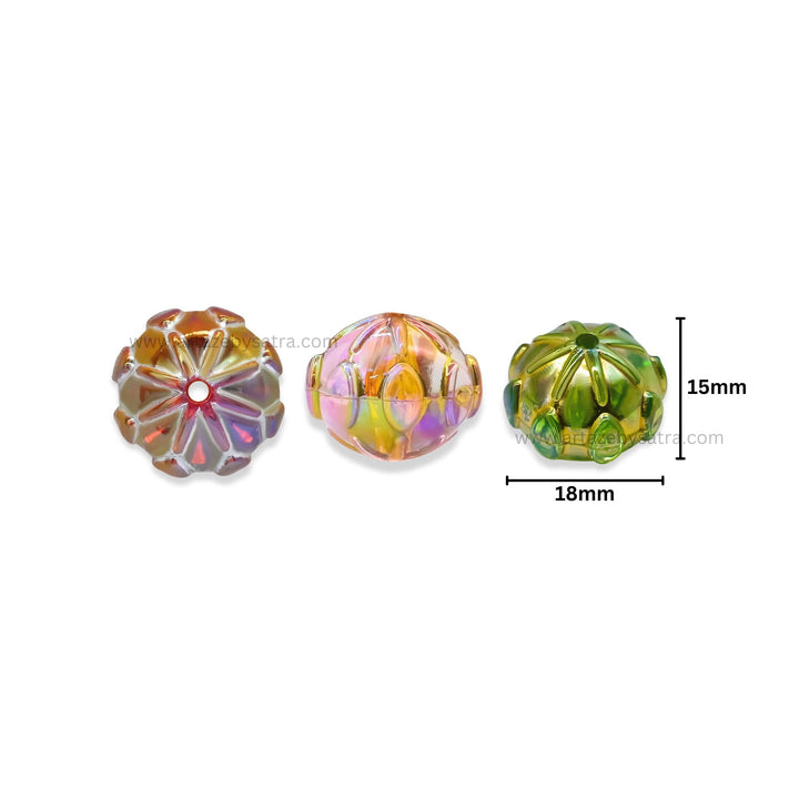 Assorted Round Spacer Plastic Beads (2 Hole) | Size : 15mm | Qty : 6pcs