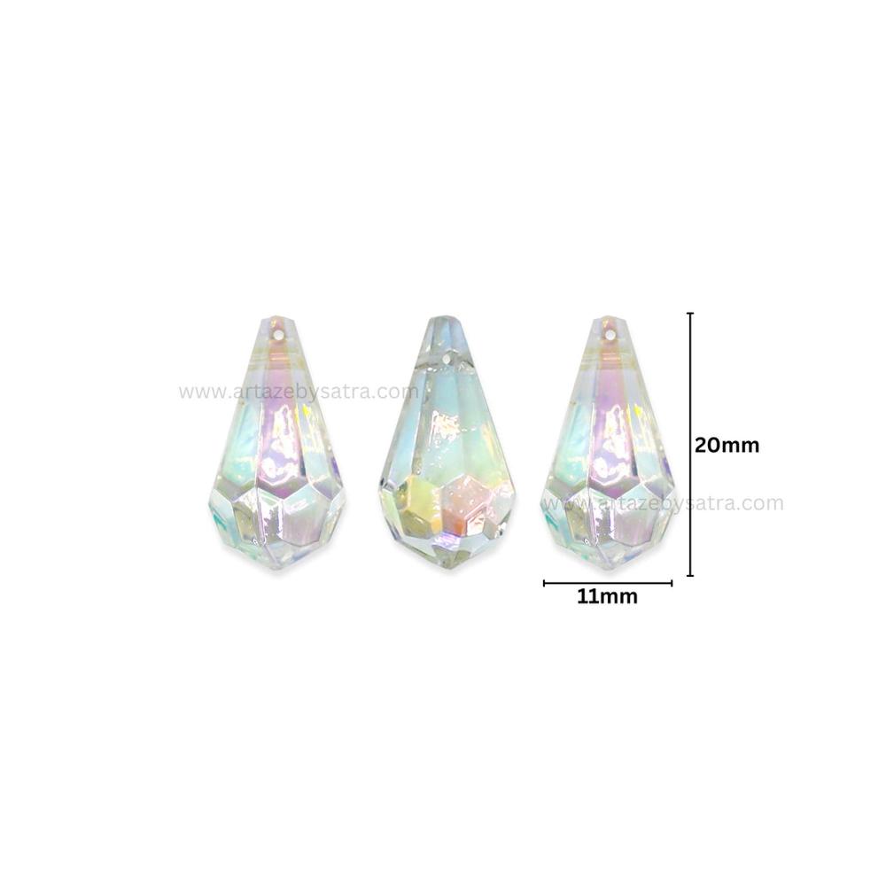 Rainbow Drop Plastic Beads (2 Hole) | Size : 20mm | Qty : 10pcs