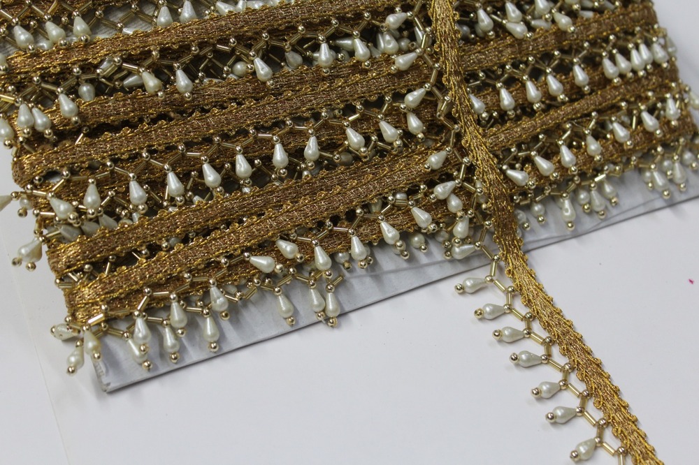 Golden Moti ,Latkan Lace - Decoration Material: Beads