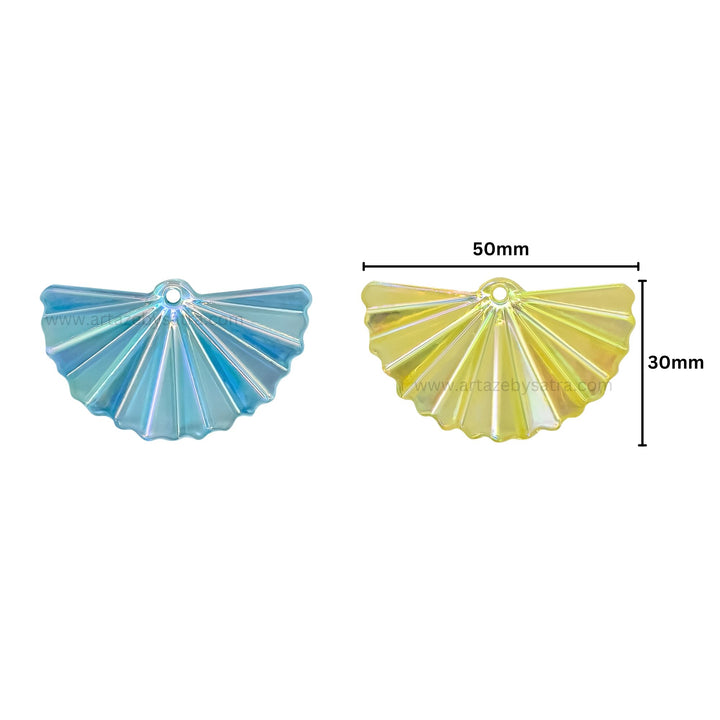 Assorted Fan Shell Plastic Beads (1 Hole) | Size : 30mm | Qty : 6pcs