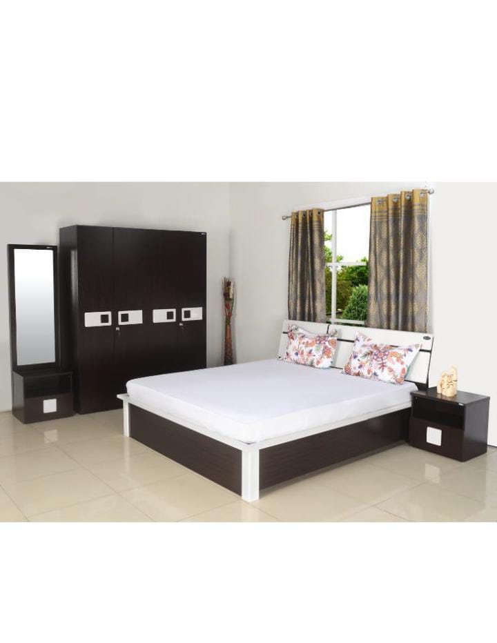 NILKAMAL IGNIS 4 DOOR WARDROBE , KING BED , SIDE TABLE , DRESSING TABLE BEDROOM SET 