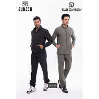 Track Suit - Polyester Filling, Double Pockets | Black Color, Plain Design, Normal Warm Degree, Winter Wear For Men