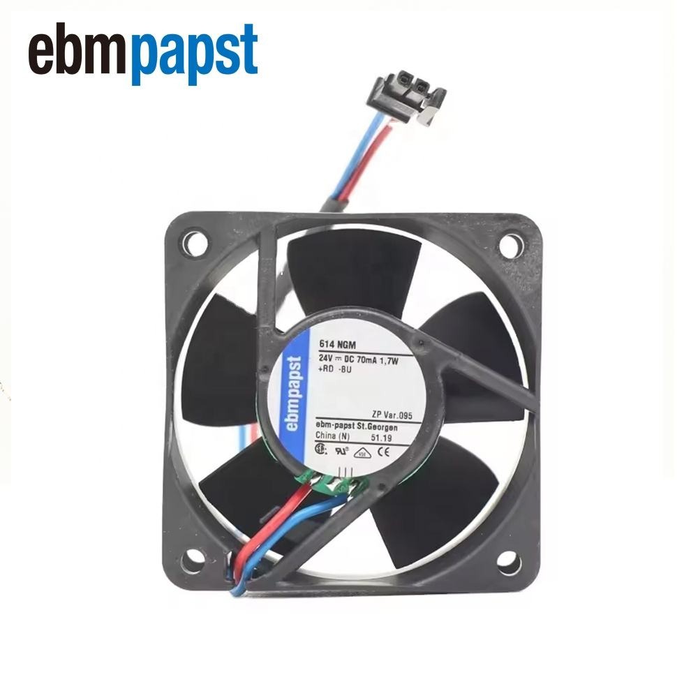 ebmpapst 614NGM 24V DC 20.6CFM 60X60X25.4mm 6cm 6025 Middle Speed Cabinet Inverters Axial Cooling Fan 614NGM-095