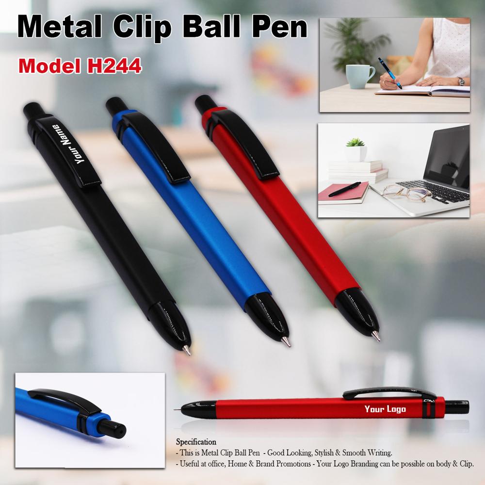 Metal Clip Plastic Ball Pen