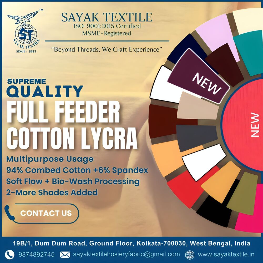 Full Feeder  Cotton Lycra Open Width - Color: Multi