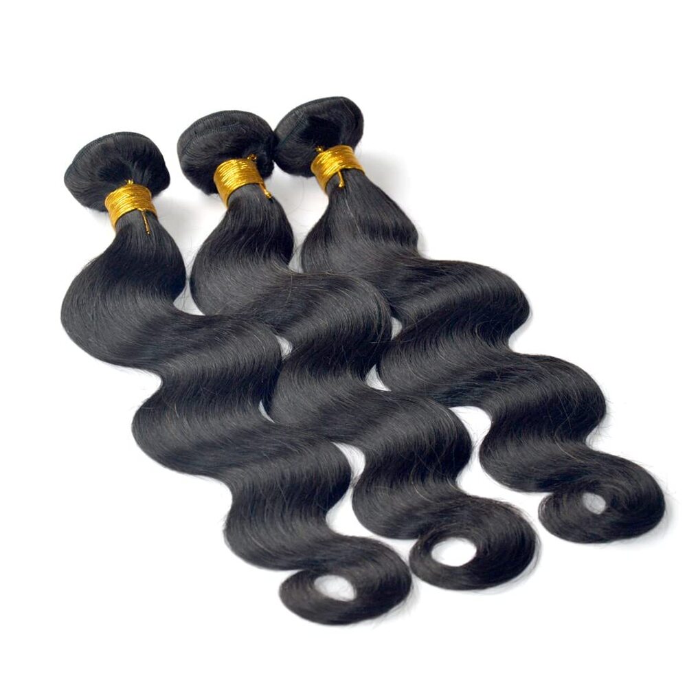 Brazilian Wavy Hair 3 Bundles Black Remy Human Hair Extensions Machine Weft Brazilian Virgin Hair  (10 10 12 Inches)