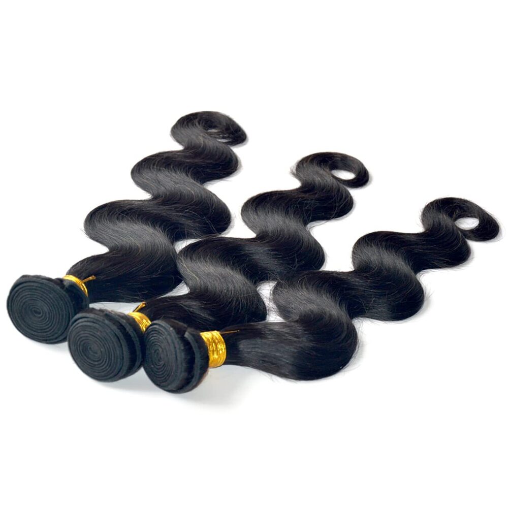 Brazilian Wavy Hair 3 Bundles Black Remy Human Hair Extensions Machine Weft Brazilian Virgin Hair  (10 10 12 Inches)