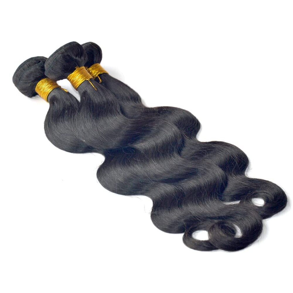 Brazilian Wavy Hair 3 Bundles Black Remy Human Hair Extensions Machine Weft Brazilian Virgin Hair  (10 10 12 Inches)